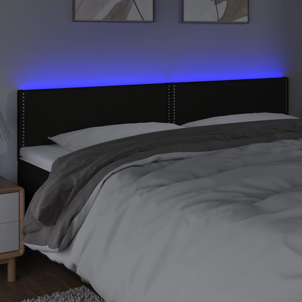 sengegavl med LED-lys 160x5x78/88 cm stof sort