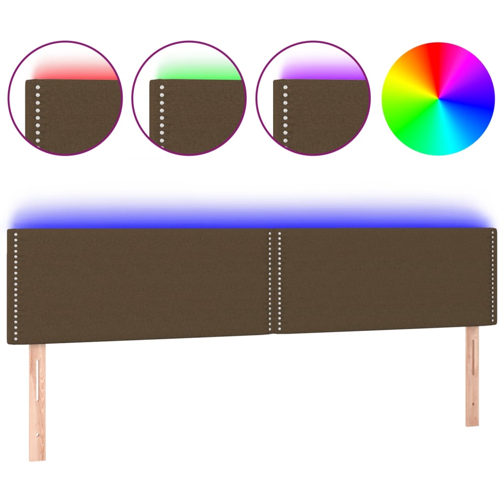 sengegavl med LED-lys 180x5x78/88 cm stof mørkebrun