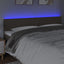 sengegavl med LED-lys 180x5x78/88 cm stof gråbrun