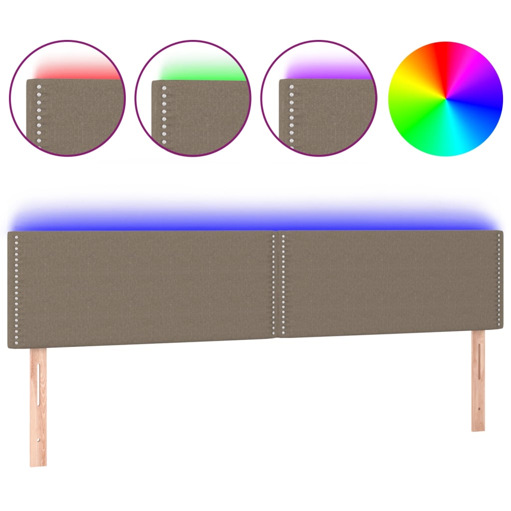 sengegavl med LED-lys 200x5x78/88 cm stof gråbrun