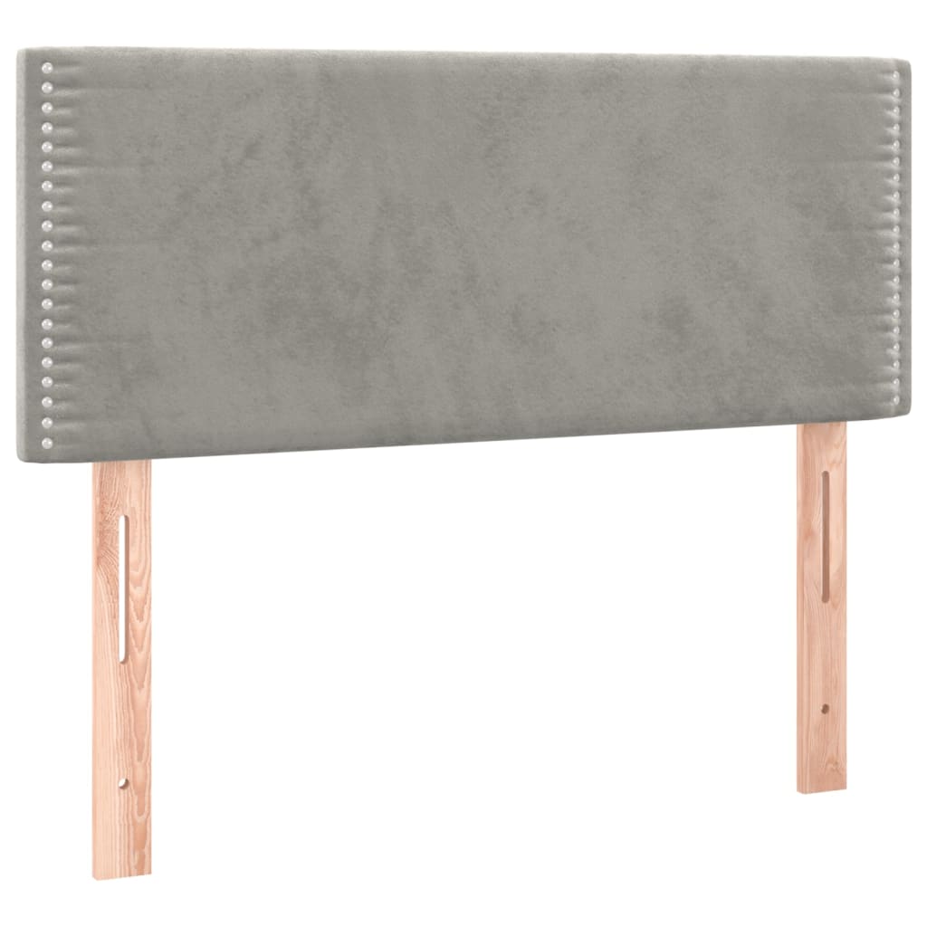 sengegavl med LED-lys 90x5x78/88 cm fløjl lysegrå