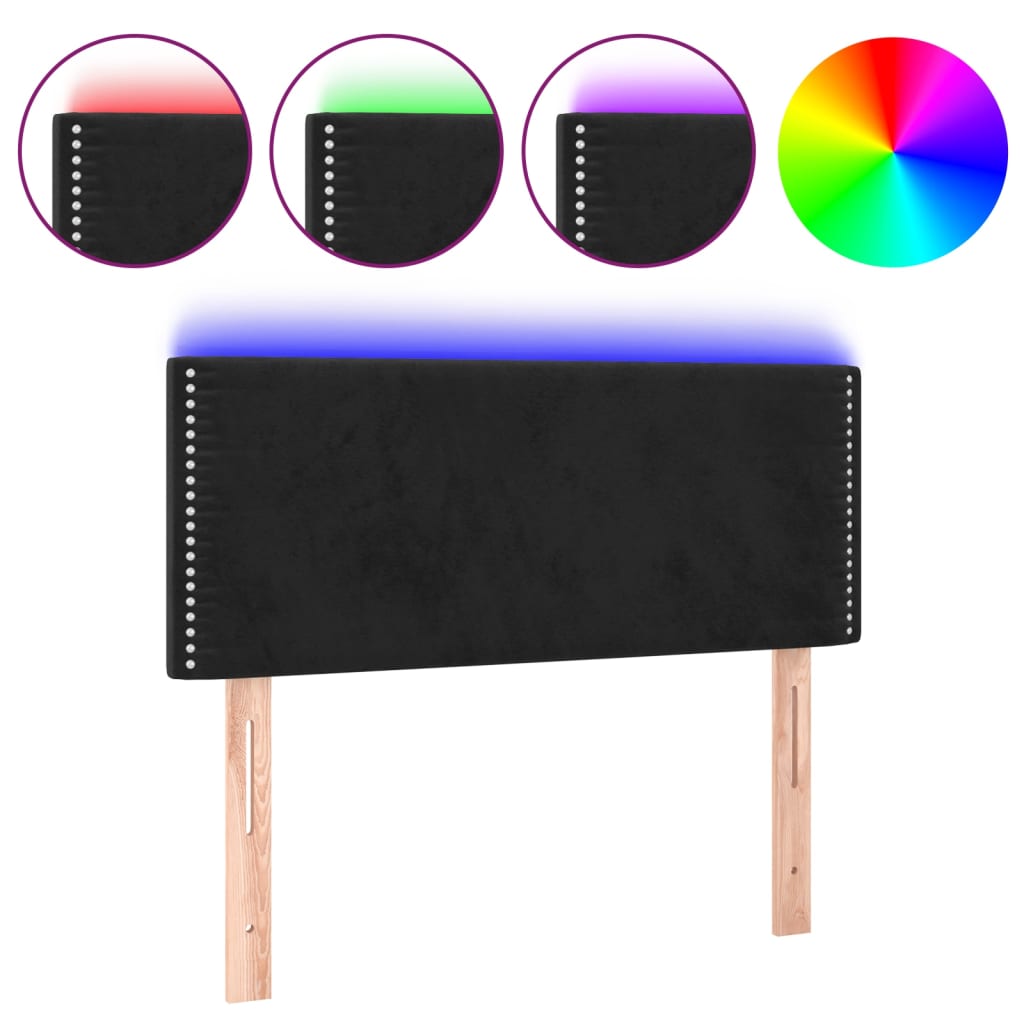sengegavl med LED-lys 100x5x78/88 cm fløjl sort