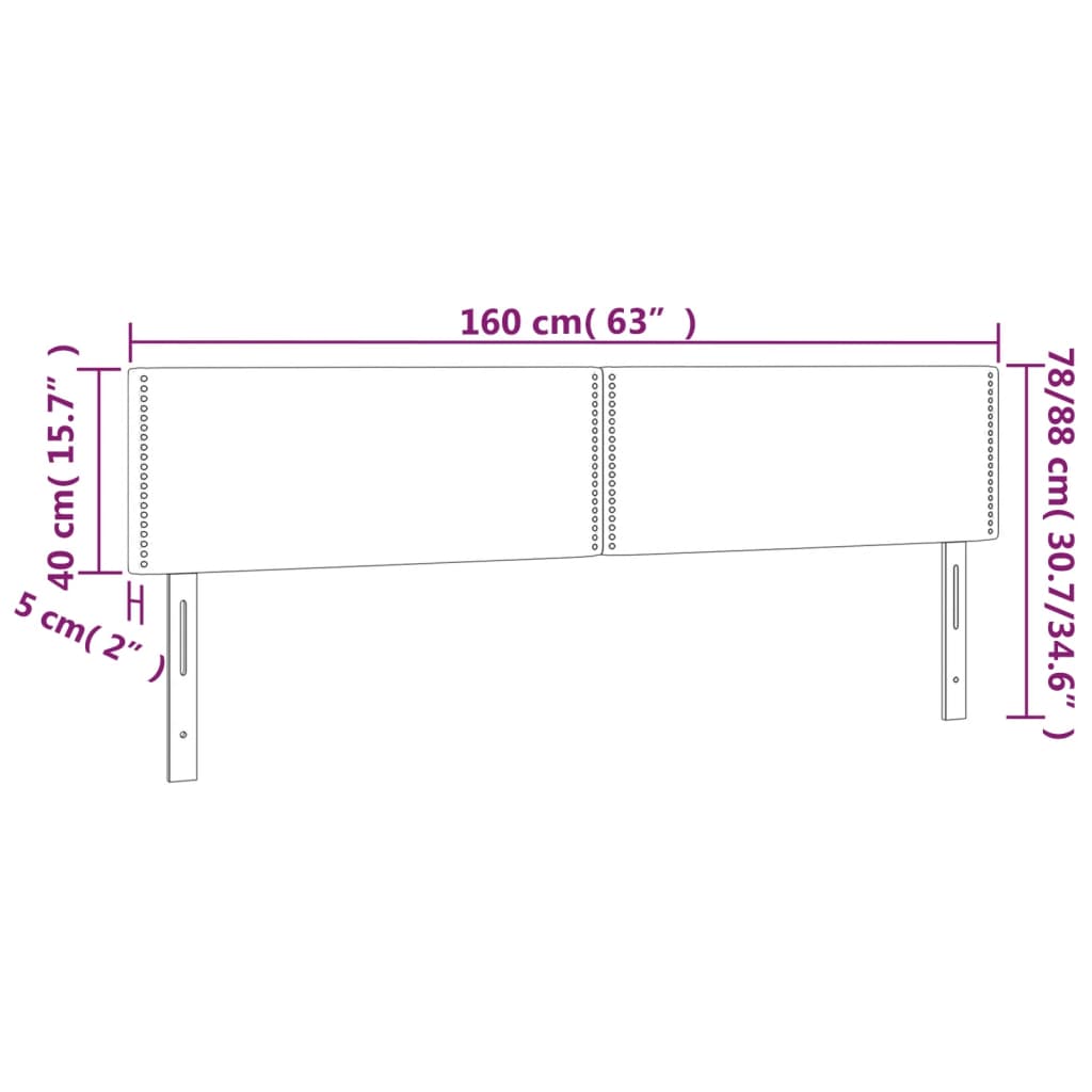 sengegavl med LED-lys 160x5x78/88 cm velour mørkegrå