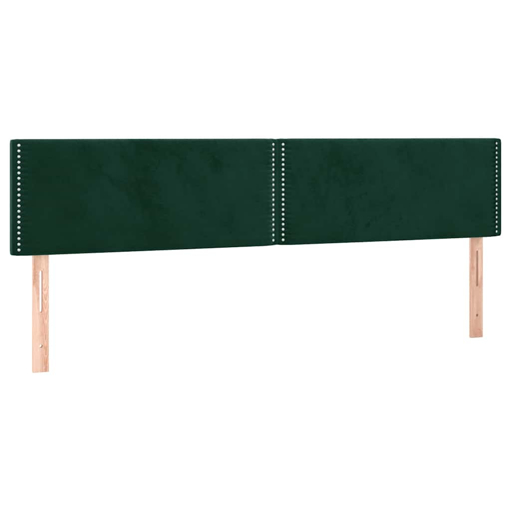 sengegavl med LED-lys 200x5x78/88 cm fløjl mørkegrøn