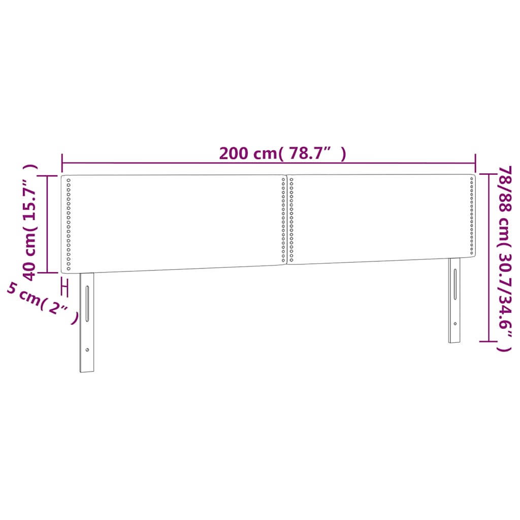 sengegavl med LED-lys 200x5x78/88 cm fløjl mørkegrøn