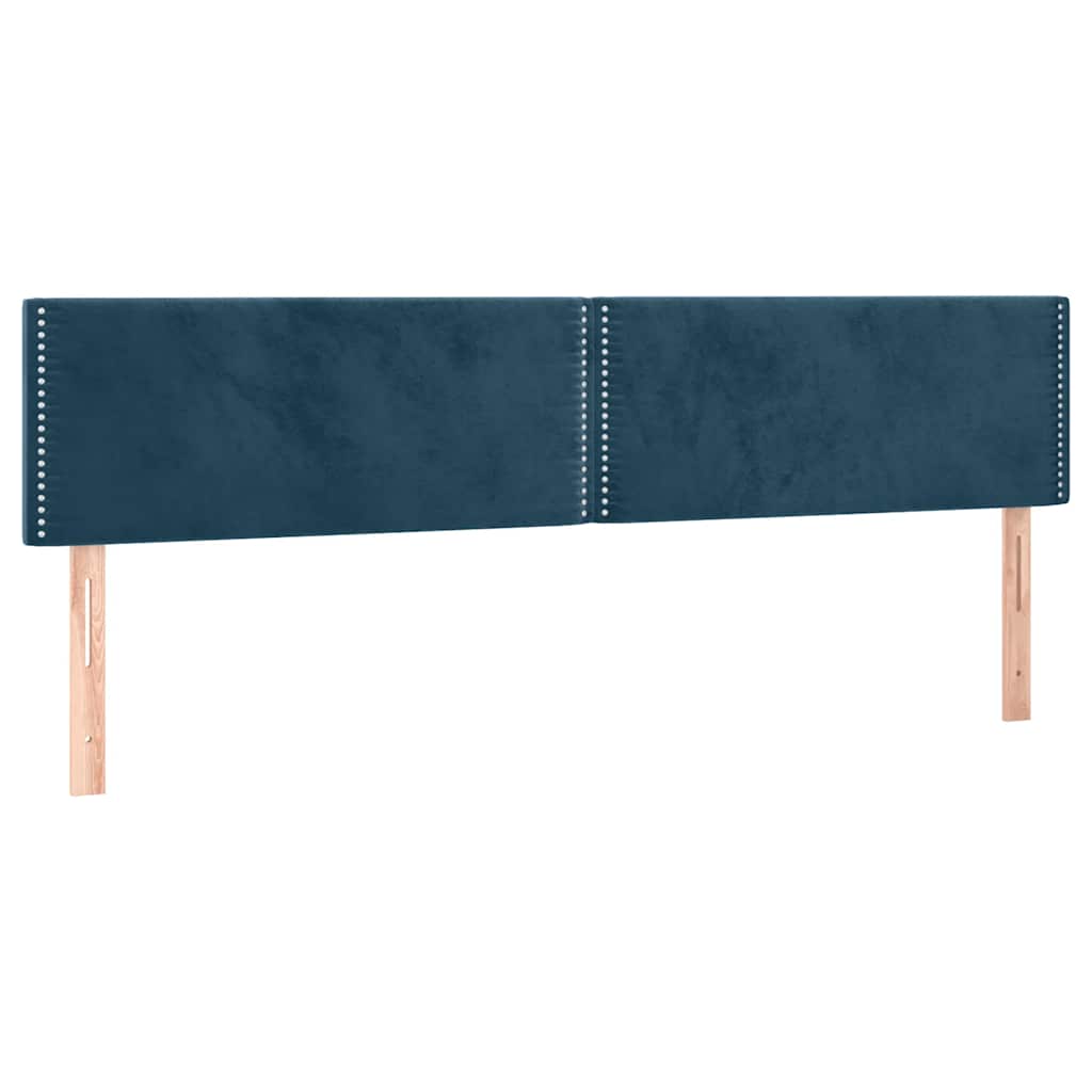 sengegavl med LED-lys 200x5x78/88 cm fløjl mørkeblå