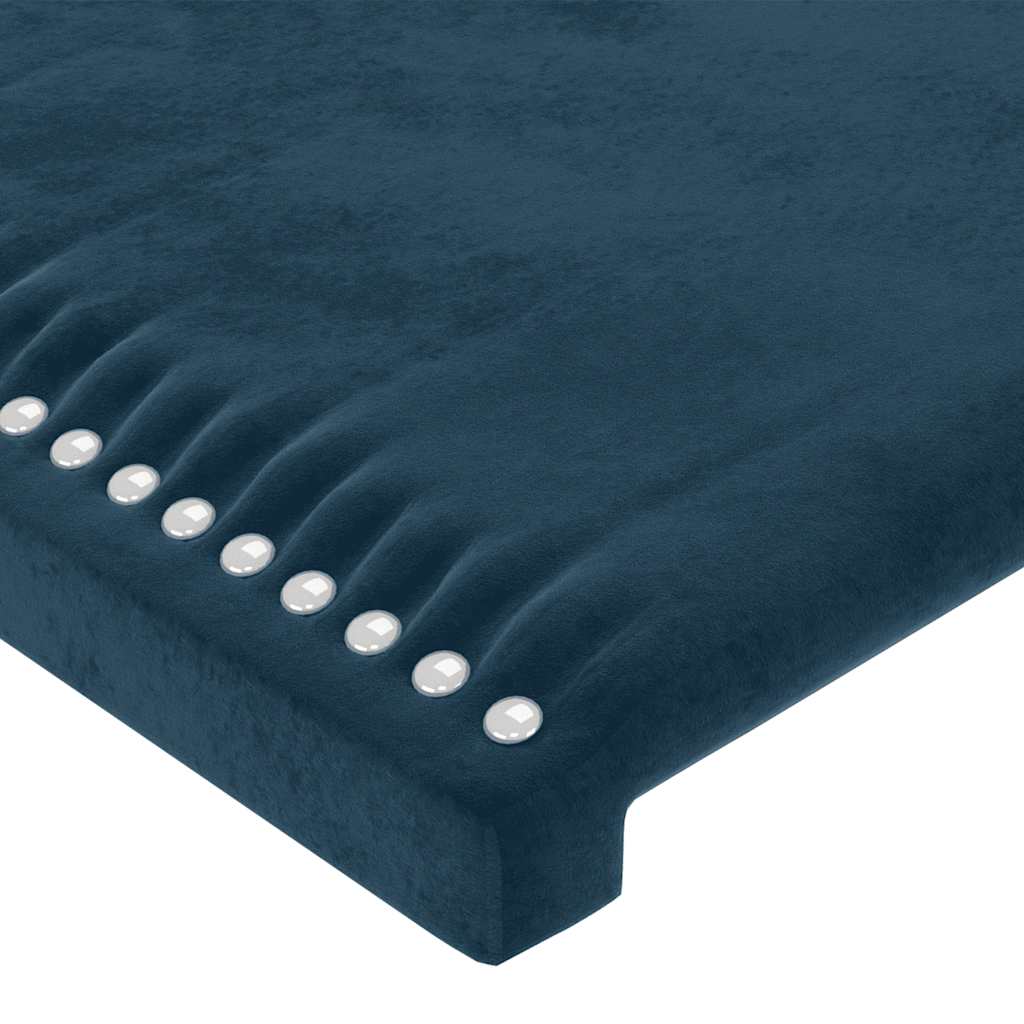 sengegavl med LED-lys 200x5x78/88 cm fløjl mørkeblå