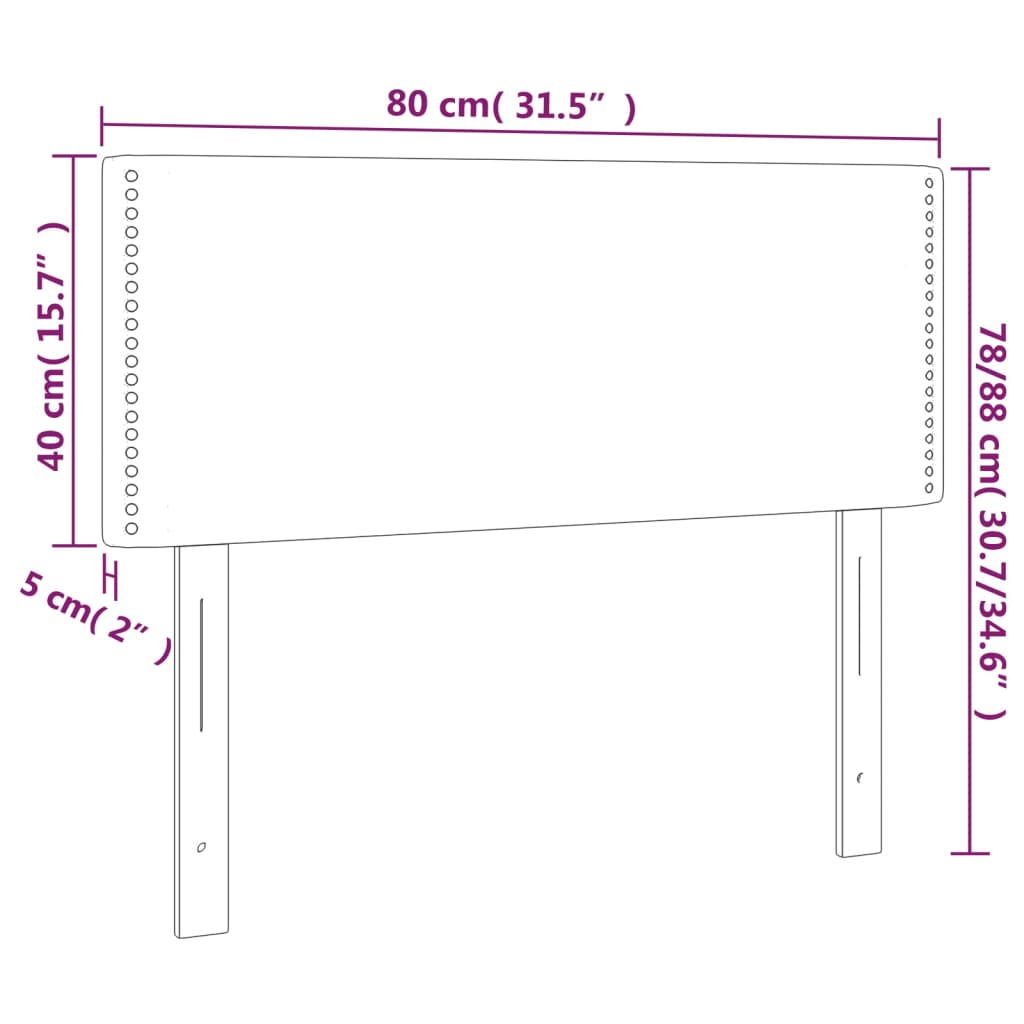 sengegavl med LED-lys 80x5x78/88 cm kunstlæder sort