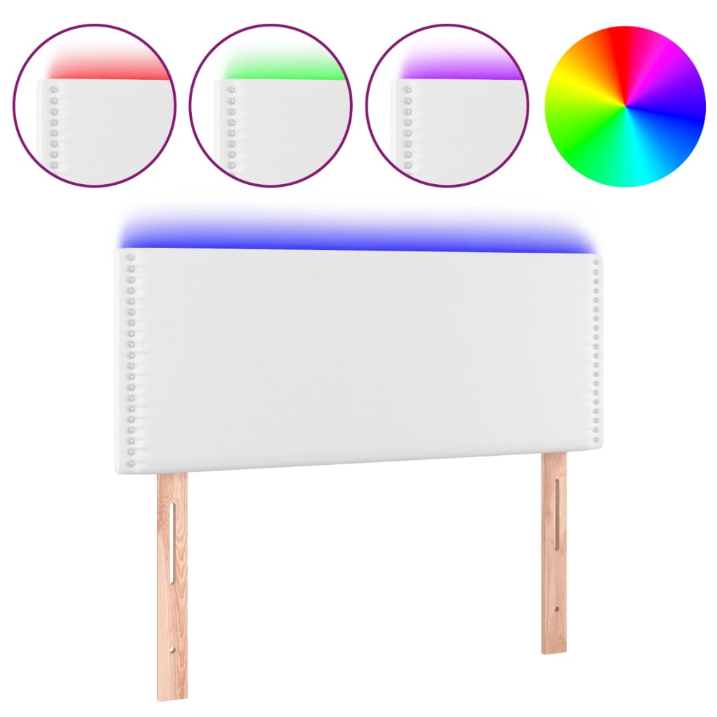 sengegavl med LED-lys 100x5x78/88 cm kunstlæder hvid