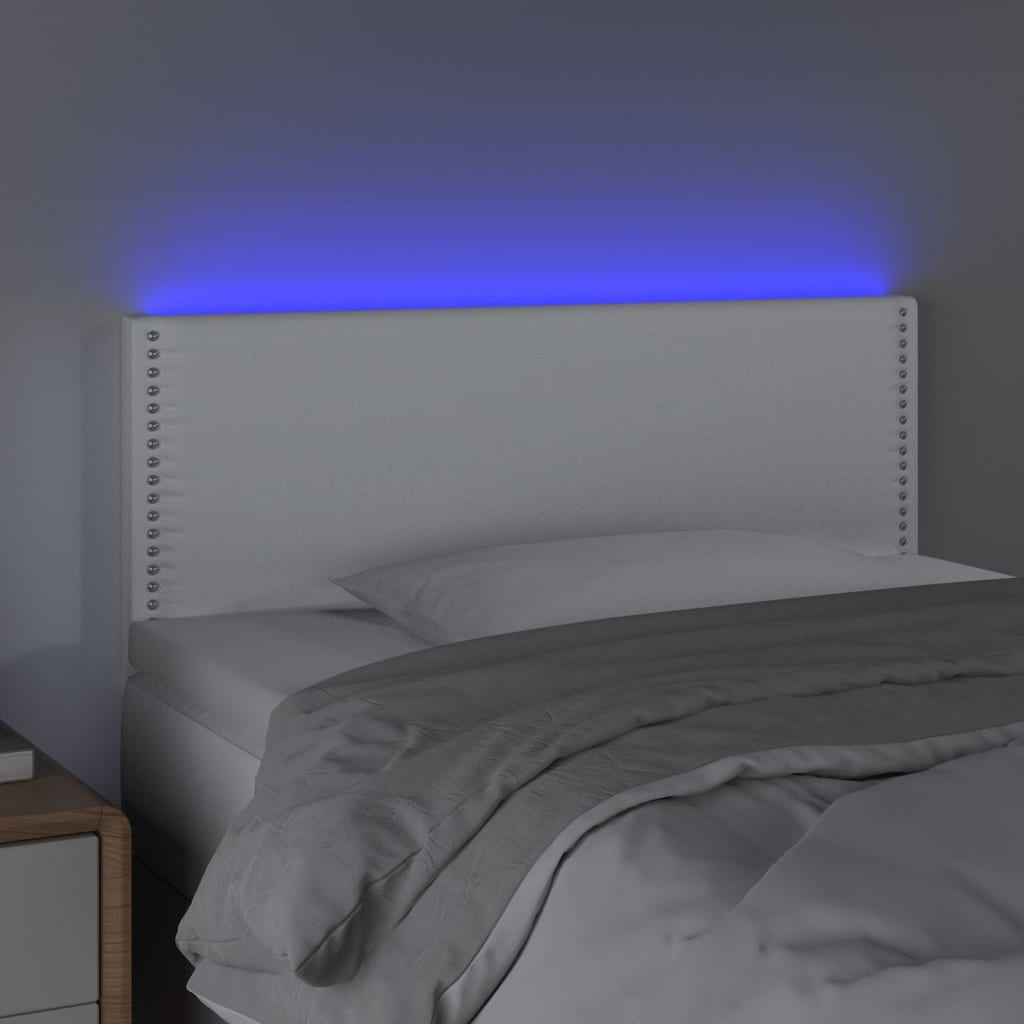 sengegavl med LED-lys 100x5x78/88 cm kunstlæder hvid