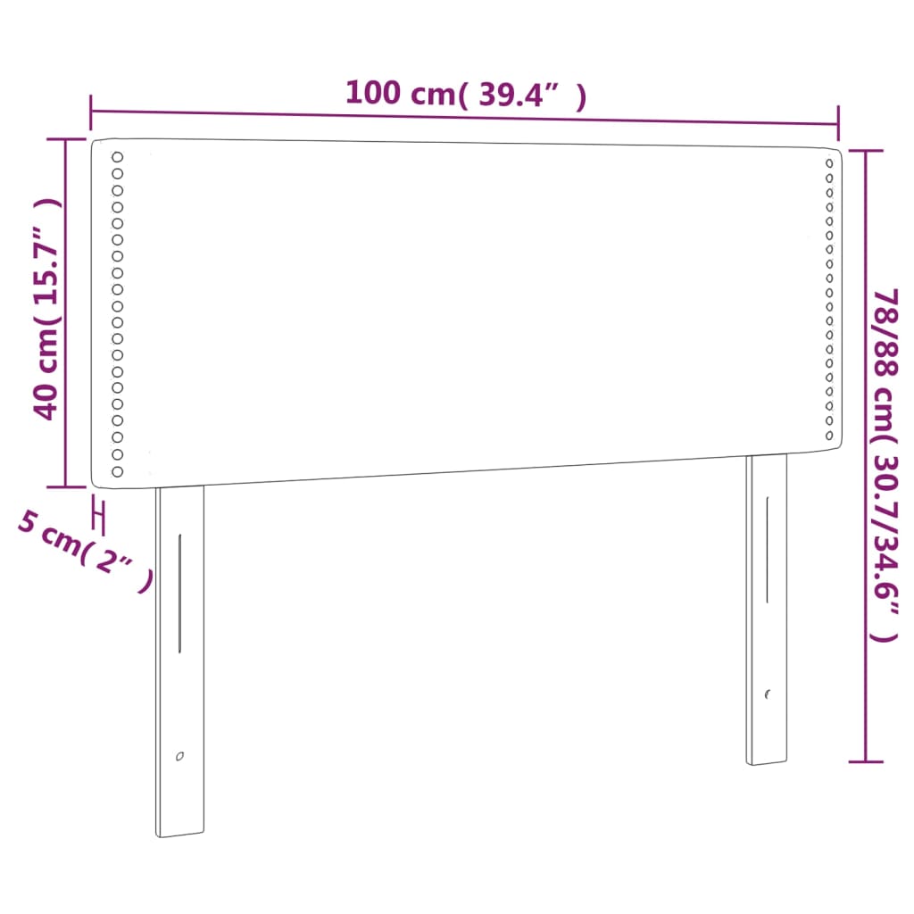 sengegavl med LED-lys 100x5x78/88 cm kunstlæder hvid