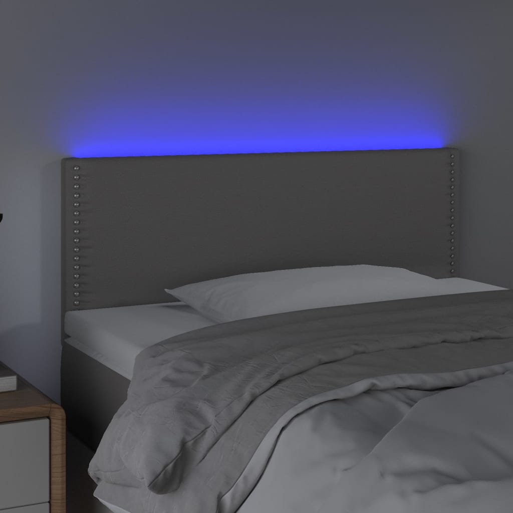 sengegavl med LED-lys 100x5x78/88 cm kunstlæder grå