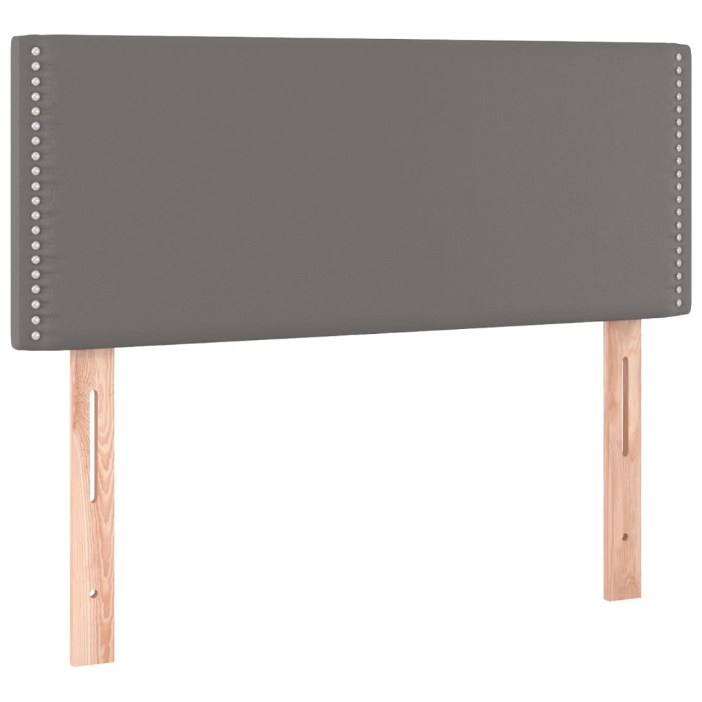 sengegavl med LED-lys 100x5x78/88 cm kunstlæder grå