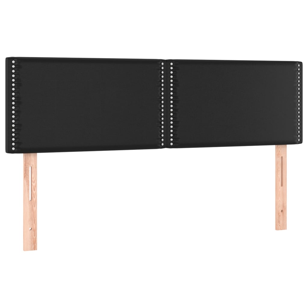 sengegavl med LED-lys 144x5x78/88 cm kunstlæder sort