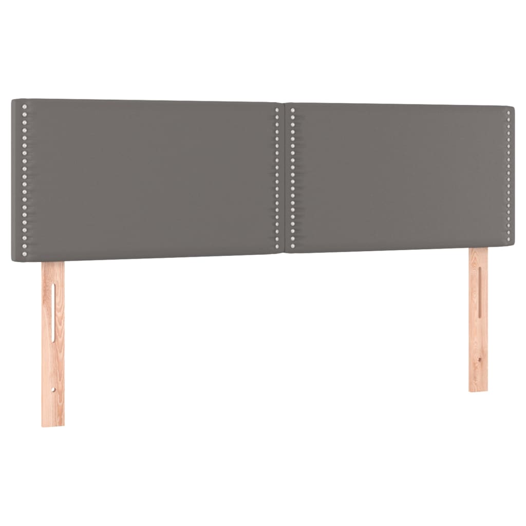 sengegavl med LED-lys 144x5x78/88 cm kunstlæder grå