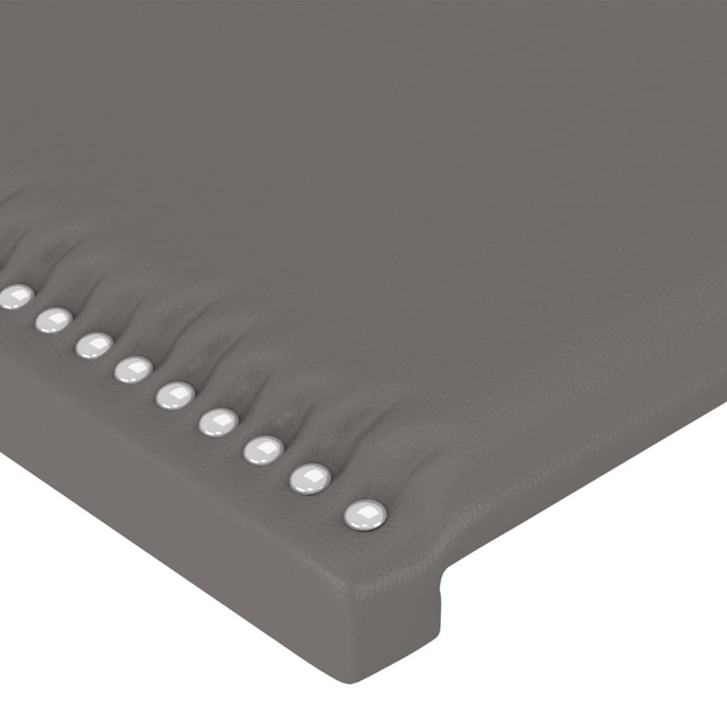 sengegavl med LED-lys 144x5x78/88 cm kunstlæder grå