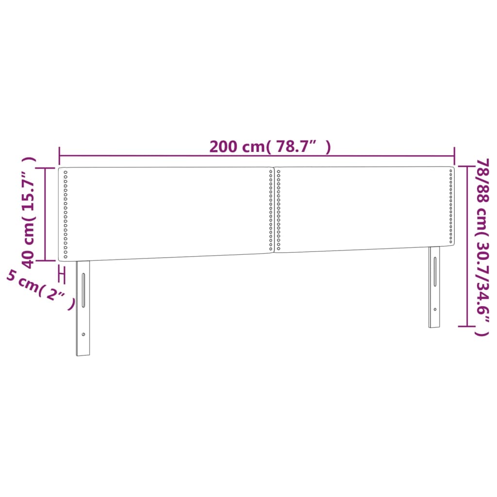 sengegavl med LED-lys 200x5x78/88 cm kunstlæder sort