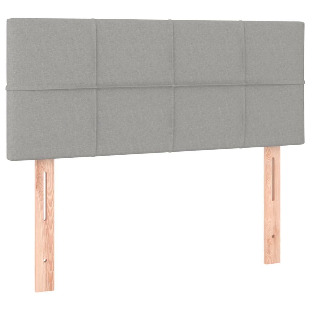 sengegavl med LED-lys 80x5x78/88 cm stof lysegrå