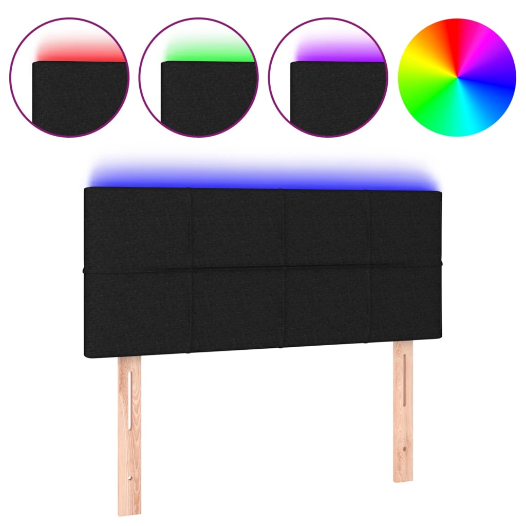 sengegavl med LED-lys 80x5x78/88 cm stof sort