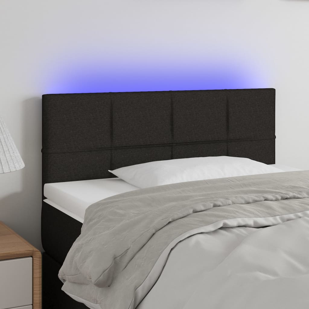sengegavl med LED-lys 80x5x78/88 cm stof sort