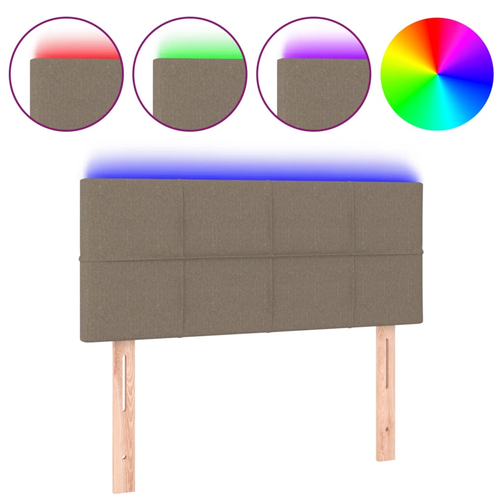 sengegavl med LED-lys 80x5x78/88 cm stof gråbrun