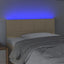 sengegavl med LED-lys 80x5x78/88 cm stof cremefarvet