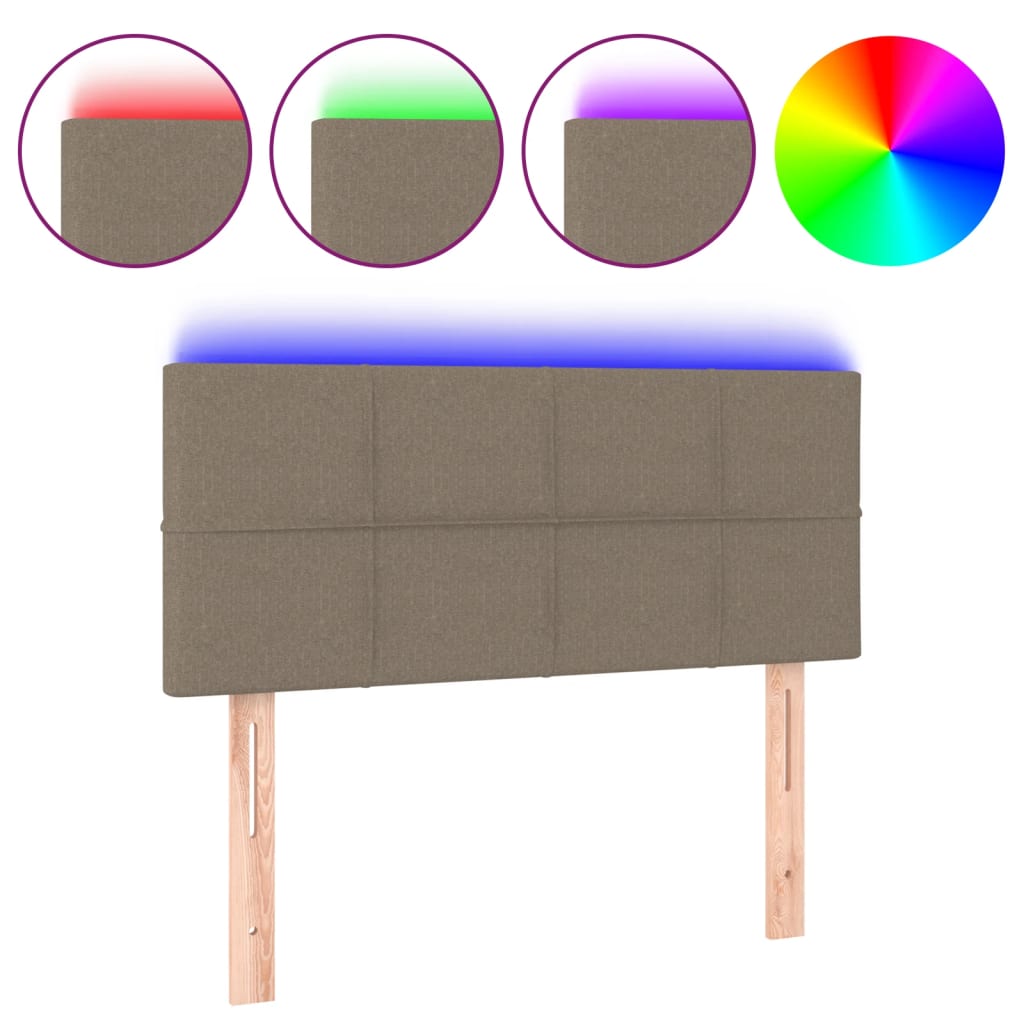 sengegavl med LED-lys 90x5x78/88 cm stof gråbrun