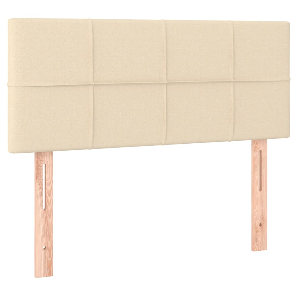sengegavl med LED-lys 100x5x78/88 cm stof cremefarvet