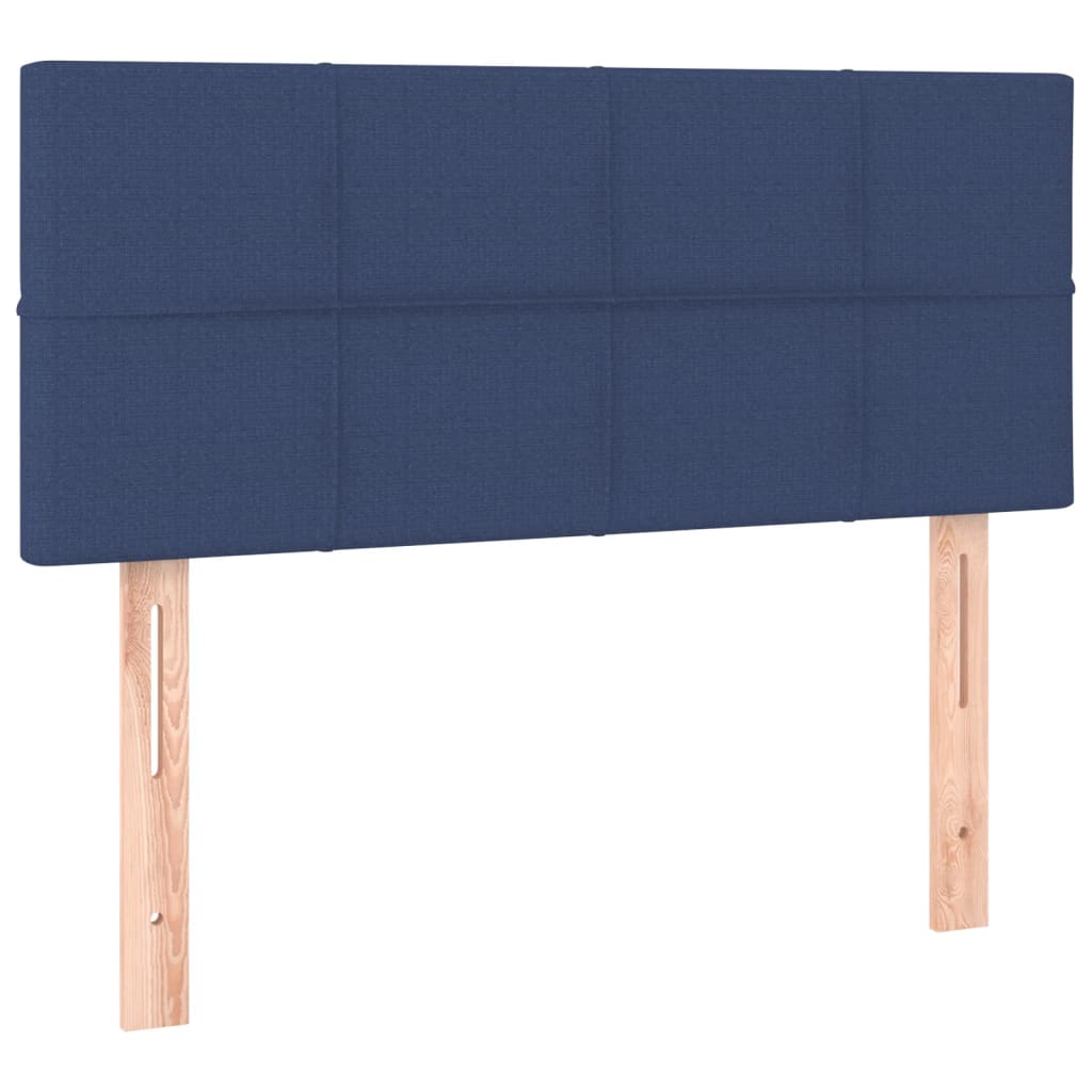 sengegavl med LED-lys 100x5x78/88 cm stof blå