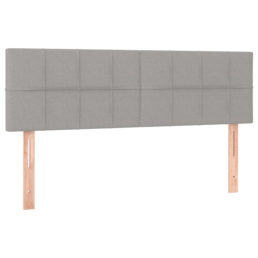 sengegavl med LED-lys 144x5x78/88 cm stof lysegrå