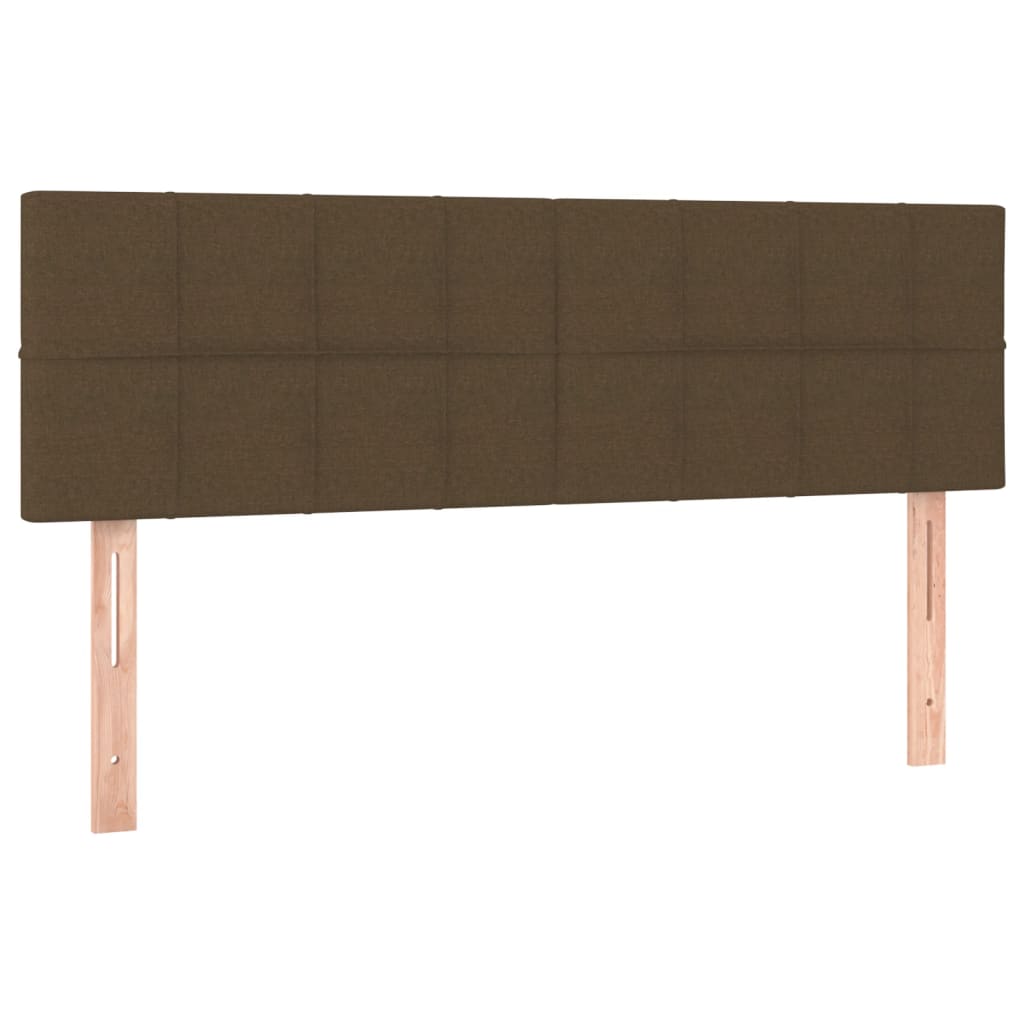 sengegavl med LED-lys 144x5x78/88 cm stof mørkebrun