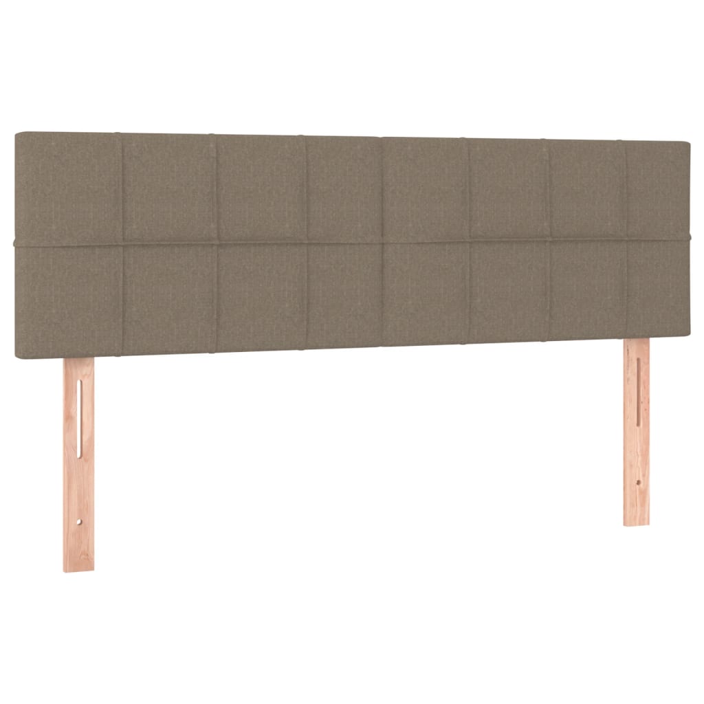sengegavl med LED-lys 144x5x78/88 cm stof gråbrun