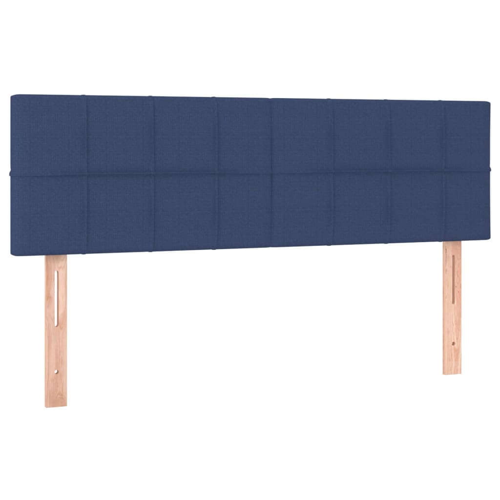 sengegavl med LED-lys 144x5x78/88 cm stof blå