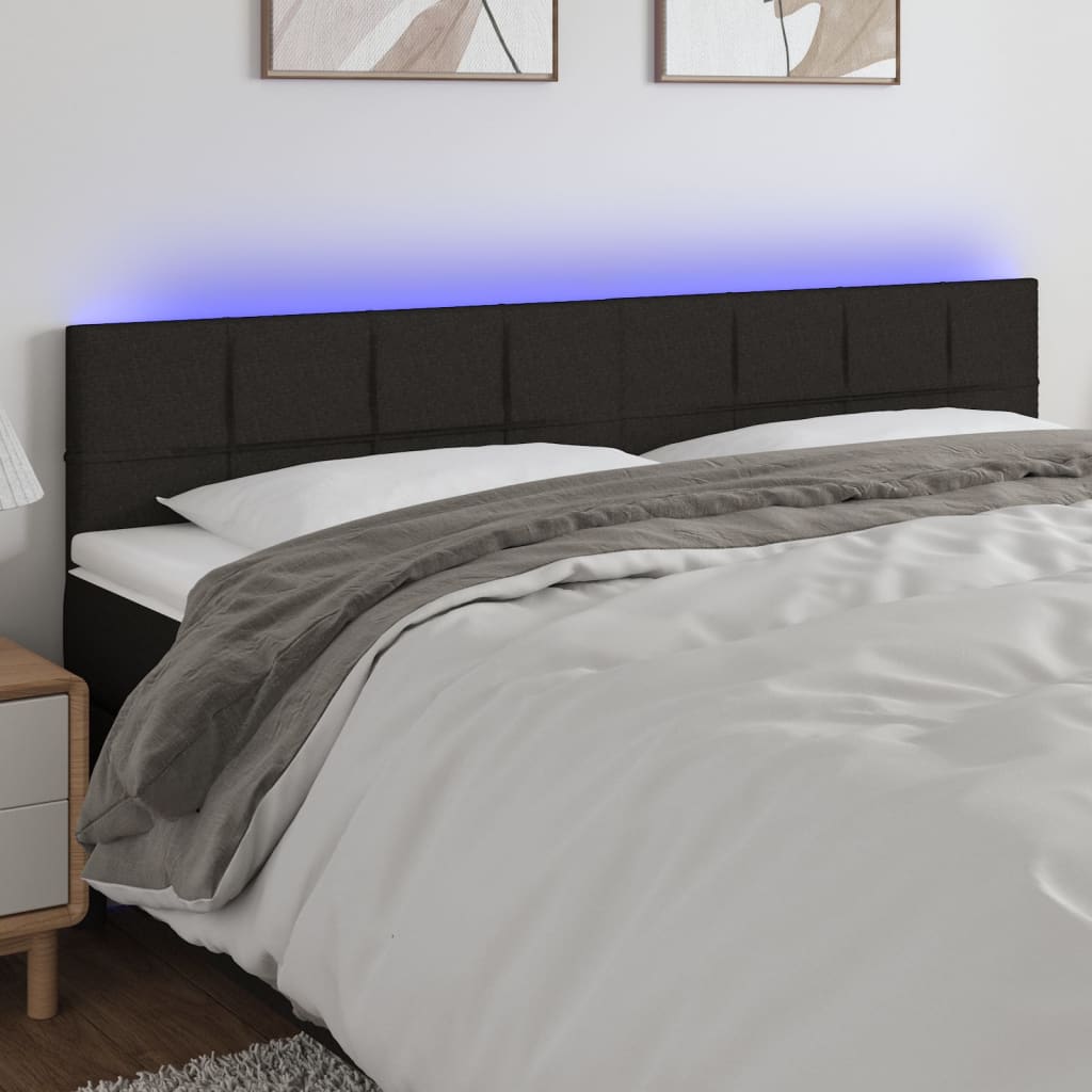 sengegavl med LED-lys 160x5x78/88 cm stof sort