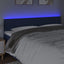 sengegavl med LED-lys 160x5x78/88 cm stof blå