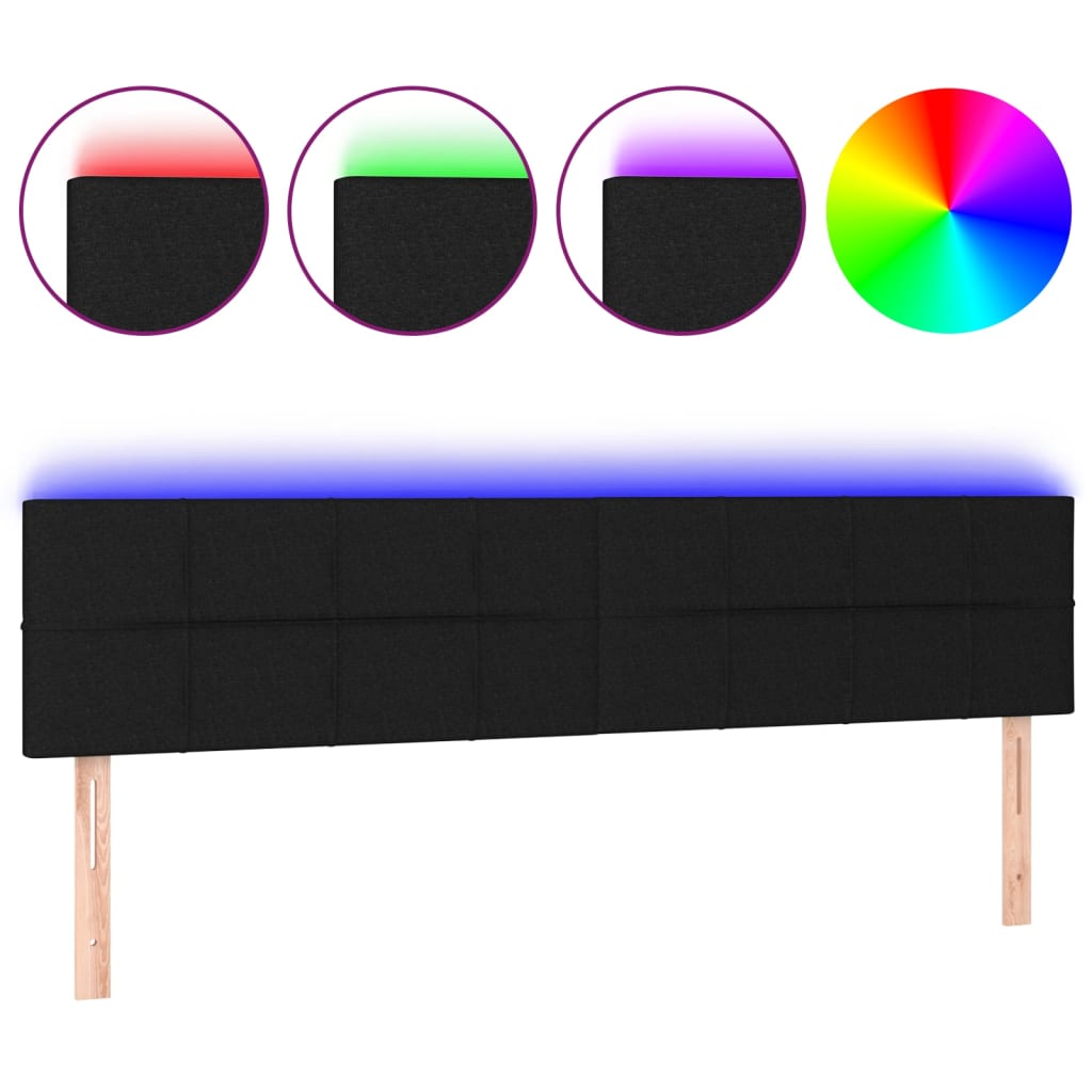 sengegavl med LED-lys 180x5x78/88 cm stof sort