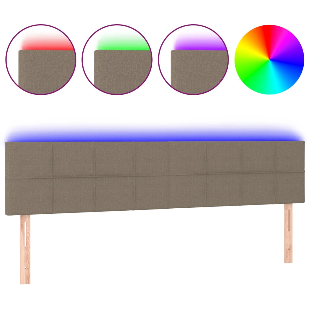 sengegavl med LED-lys 180x5x78/88 cm stof gråbrun