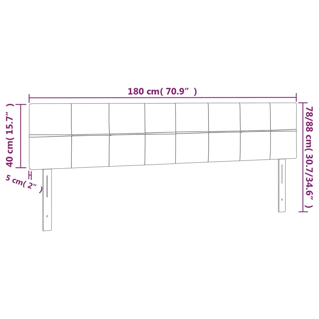 sengegavl med LED-lys 180x5x78/88 cm stof gråbrun
