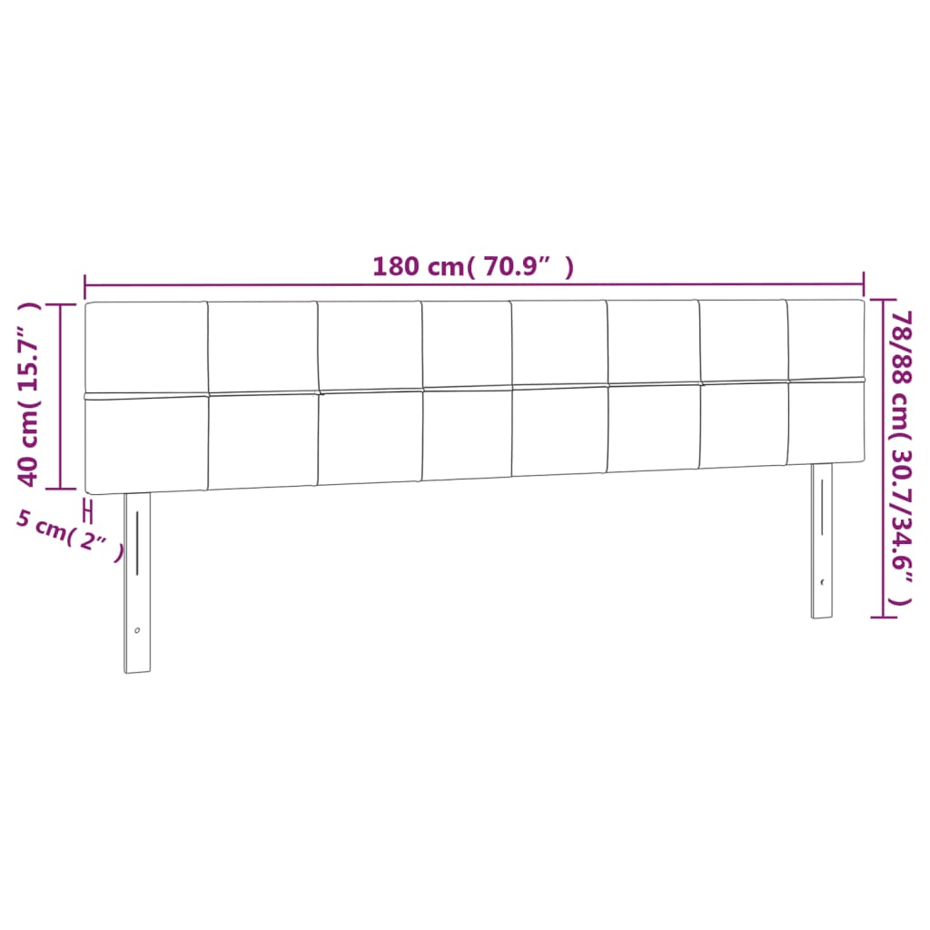 sengegavl med LED-lys 180x5x78/88 cm stof blå