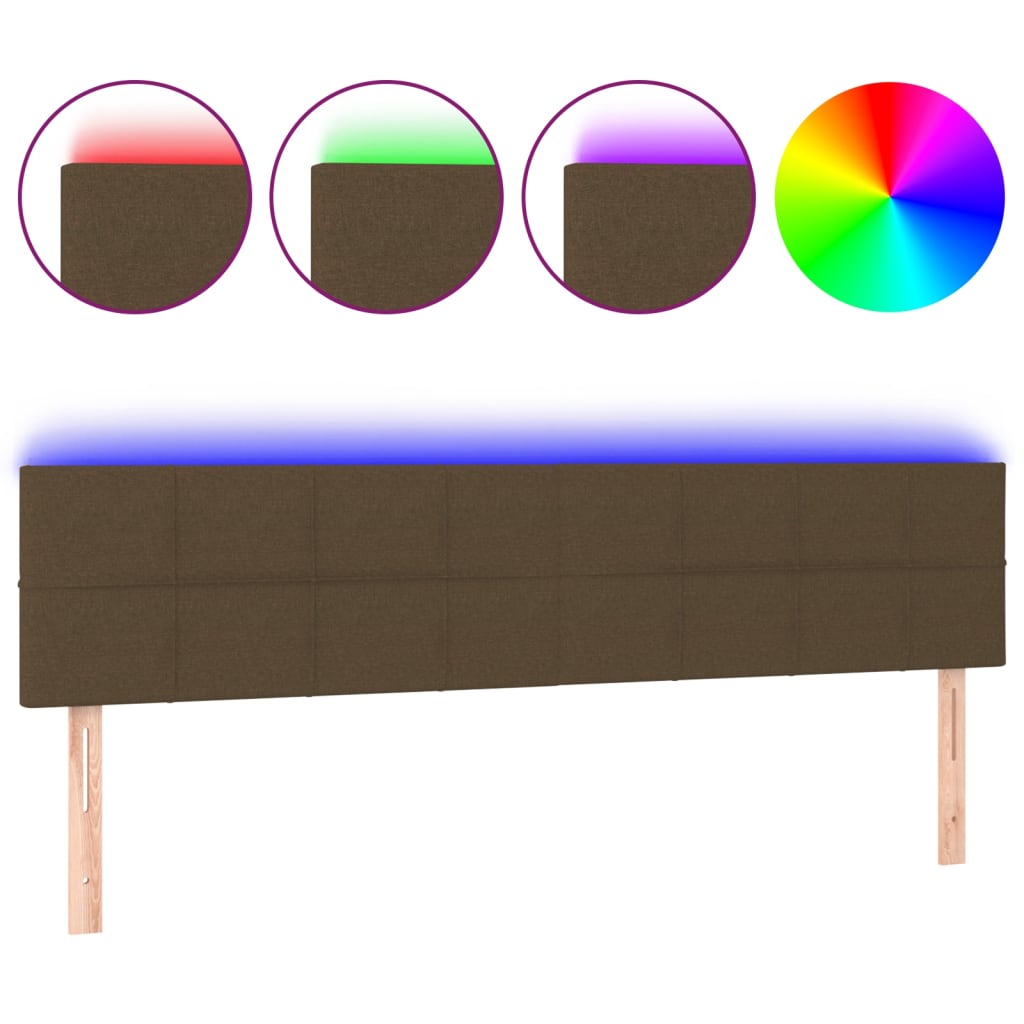 sengegavl med LED-lys 200x5x78/88 cm stof mørkebrun