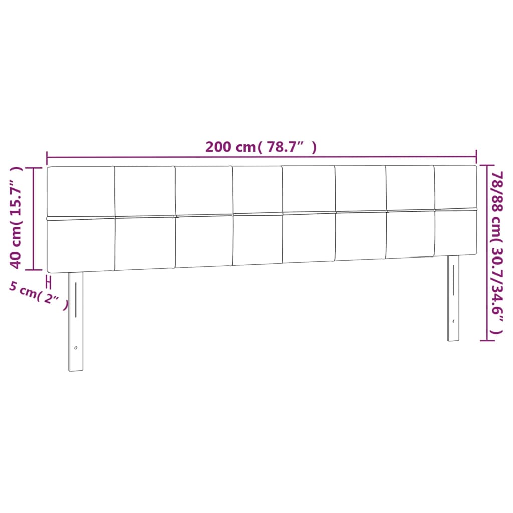 sengegavl med LED-lys 200x5x78/88 cm stof gråbrun