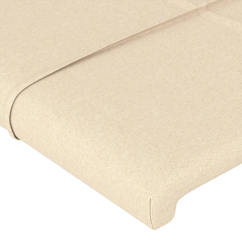 sengegavl med LED-lys 200x5x78/88 cm stof cremefarvet