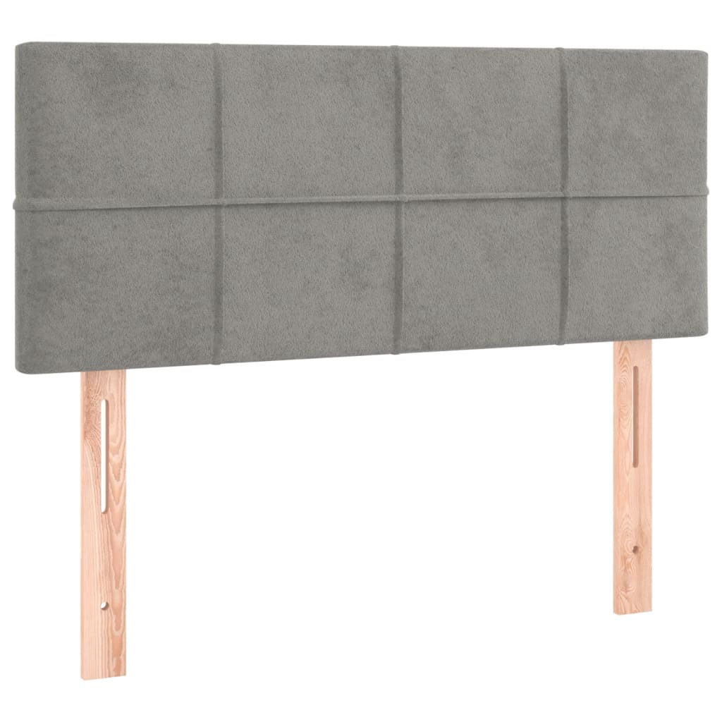 sengegavl med LED-lys 90x5x78/88 cm fløjl lysegrå