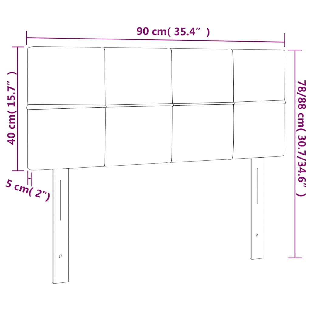 sengegavl med LED-lys 90x5x78/88 cm fløjl mørkeblå