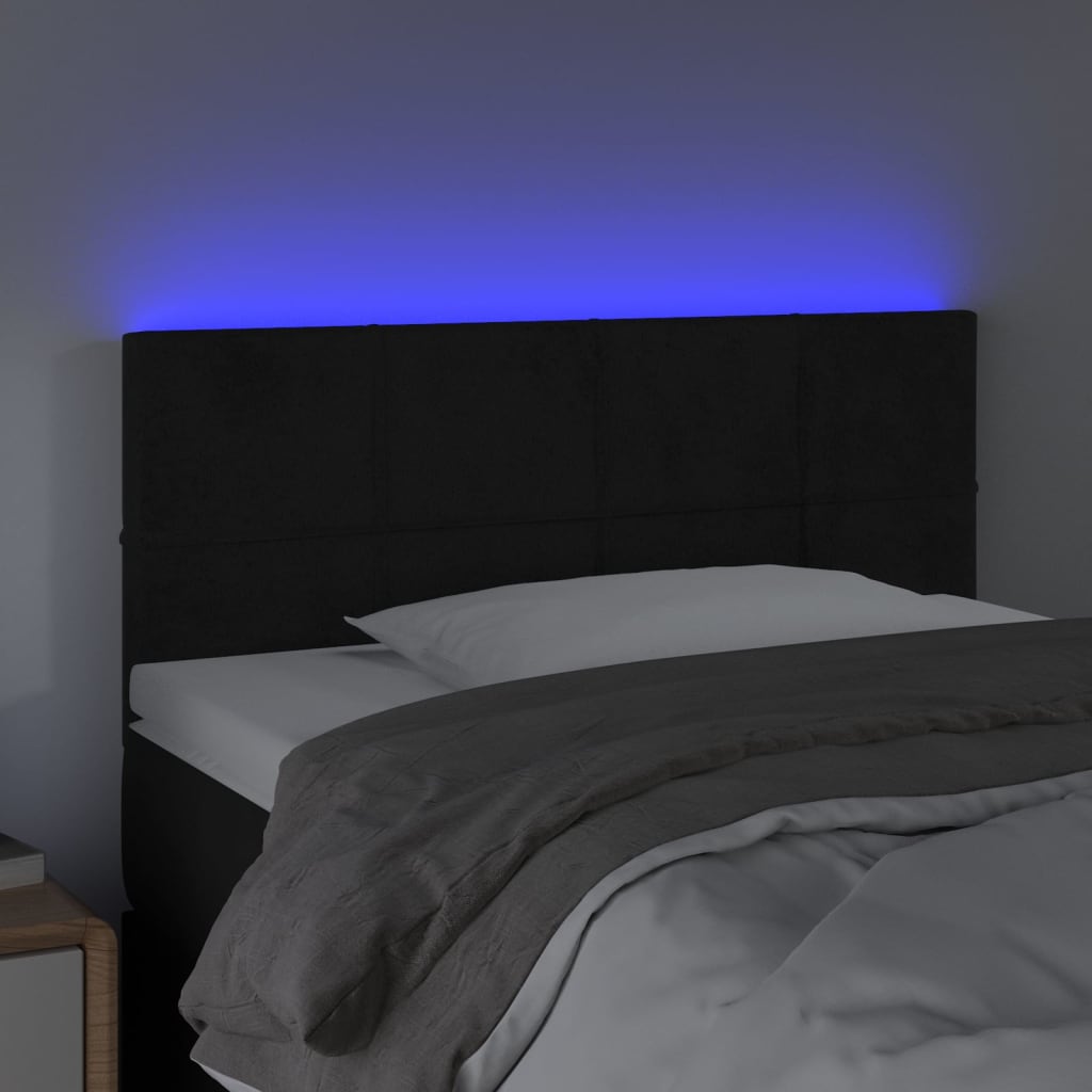 sengegavl med LED-lys 100x5x78/88 cm fløjl sort