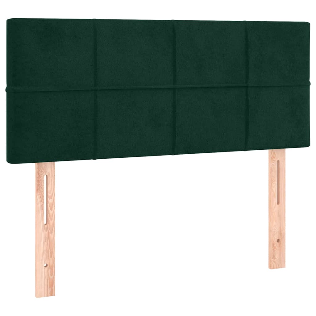 sengegavl med LED-lys 100x5x78/88 cm fløjl mørkegrøn