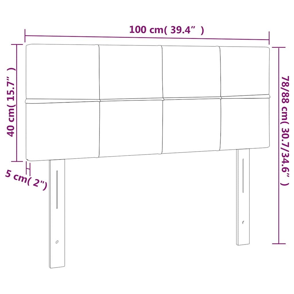 sengegavl med LED-lys 100x5x78/88 cm fløjl mørkeblå