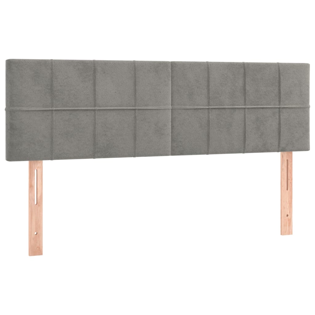 sengegavl med LED-lys 144x5x78/88 cm fløjl lysegrå