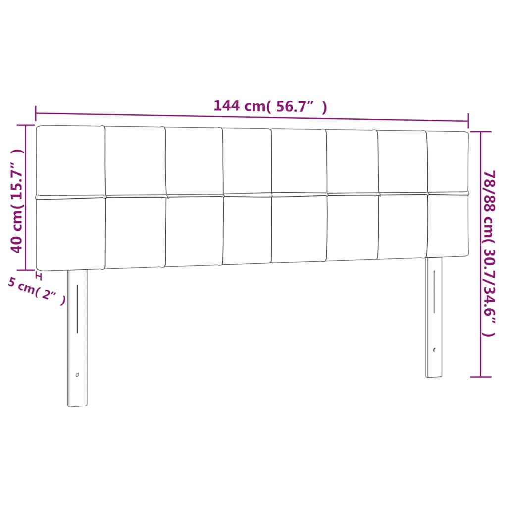 sengegavl med LED-lys 144x5x78/88 cm fløjl sort