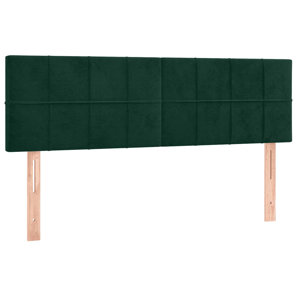 sengegavl med LED-lys 144x5x78/88 cm fløjl mørkegrøn